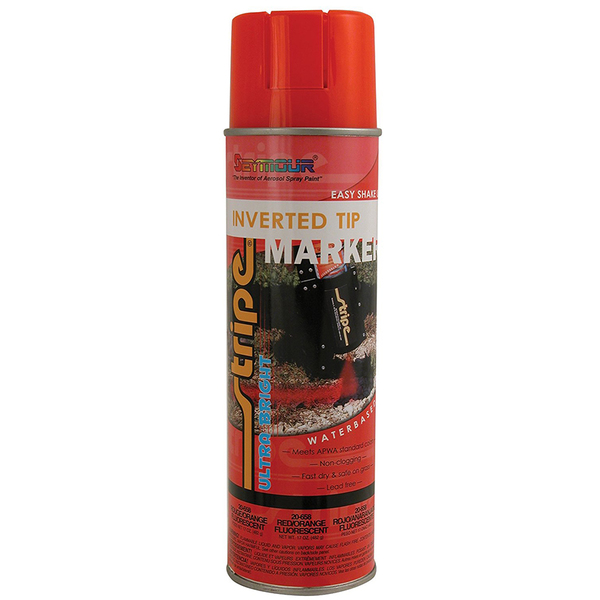 Seymour Midwest 20 Oz Fluorescent Red-Orange Stripe Inverted Marking Paint Water-Based 20-658